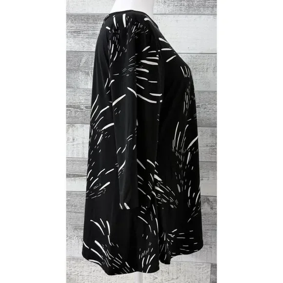 JM Collection 3/4-Sleeve Long Top, Lightweight Black Womens Sz Petite XL - Picture 3 of 10